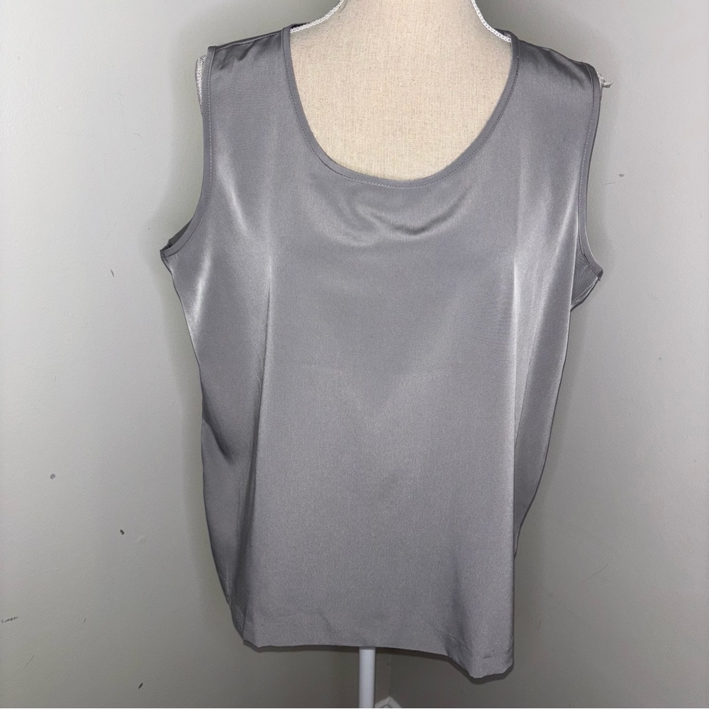 Susan Graver Style steel gray sleeveless tank top shell size Large